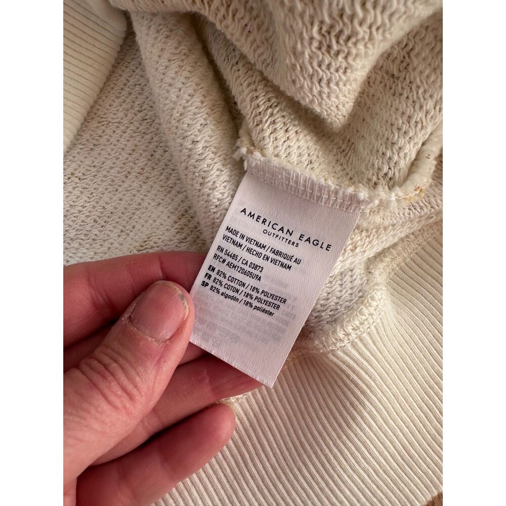 American Eagle Women’s Patchwork Sweatshirt Cream… - image 6